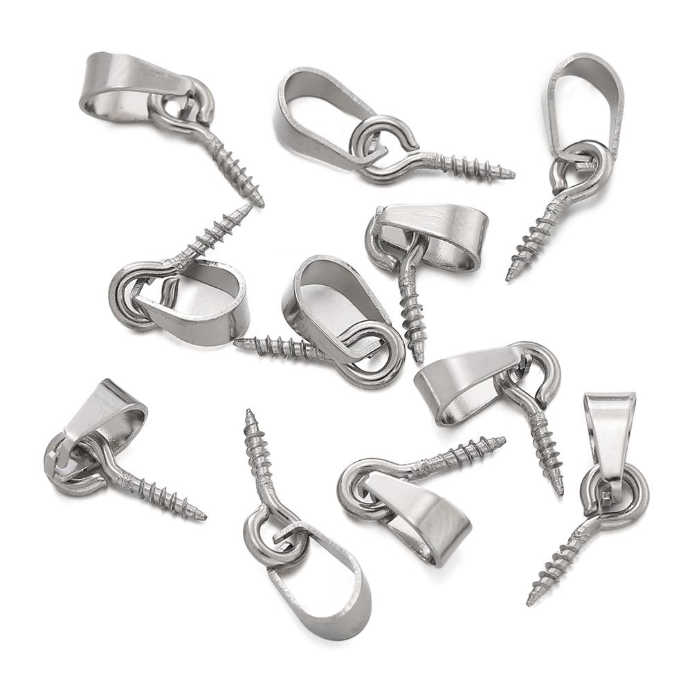 

20pcs Stainless Steel Screw Eye Pins Bail Top Drilled Beads End Pendant Charms Connectors Dangle Charm for DIY Jewelry Making
