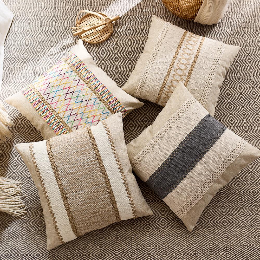 Bohemian Ethnic Style Cotton And Linen Style Pillow Living Room Sofa Pillow Retro Wabi Savanna Bedside Cushion Pillow Cover Quality