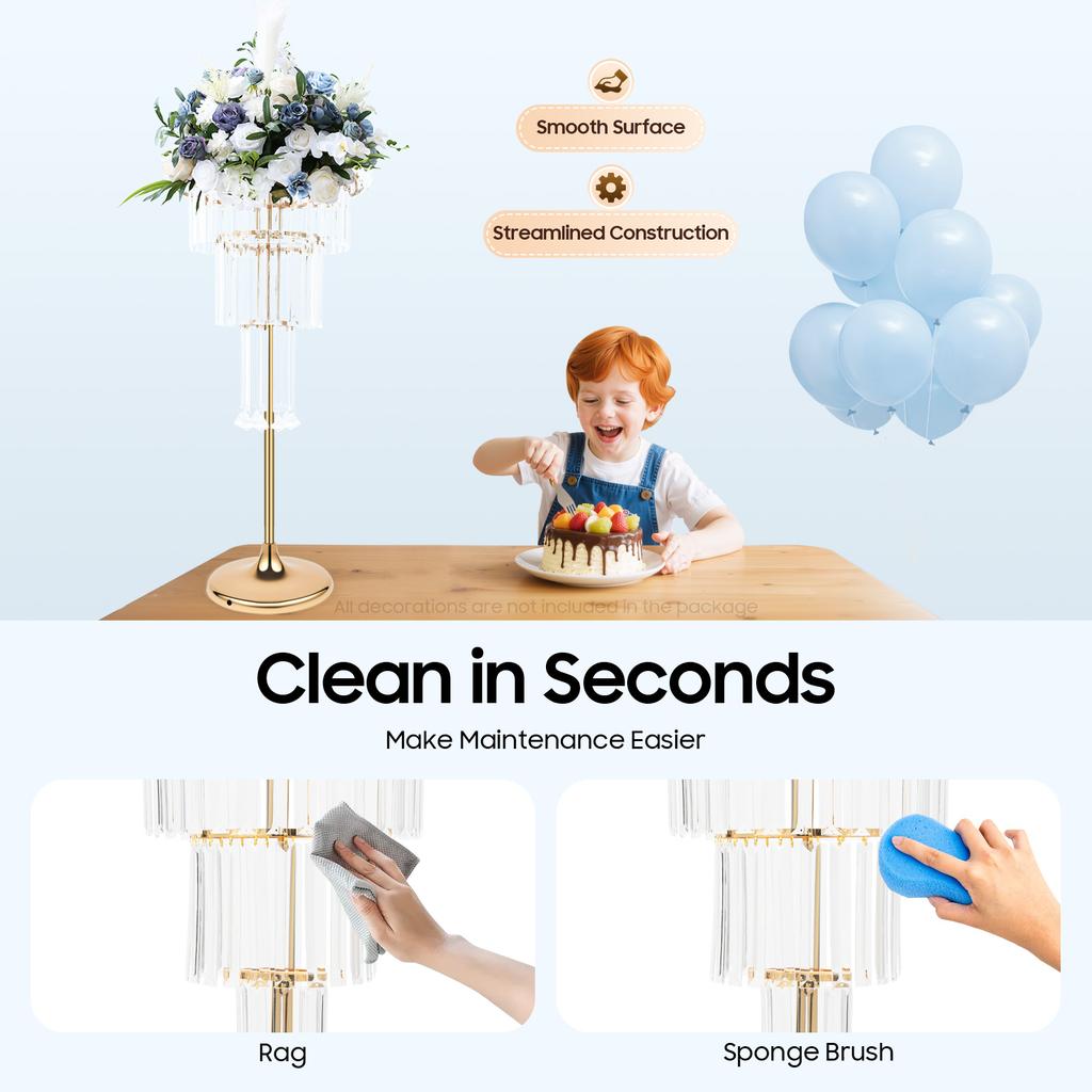 4 Tier Gold Acrylic Flower Stand for Wedding Party Decoration, Modern Display Rack with Sturdy Base for Home Event Centerpiece