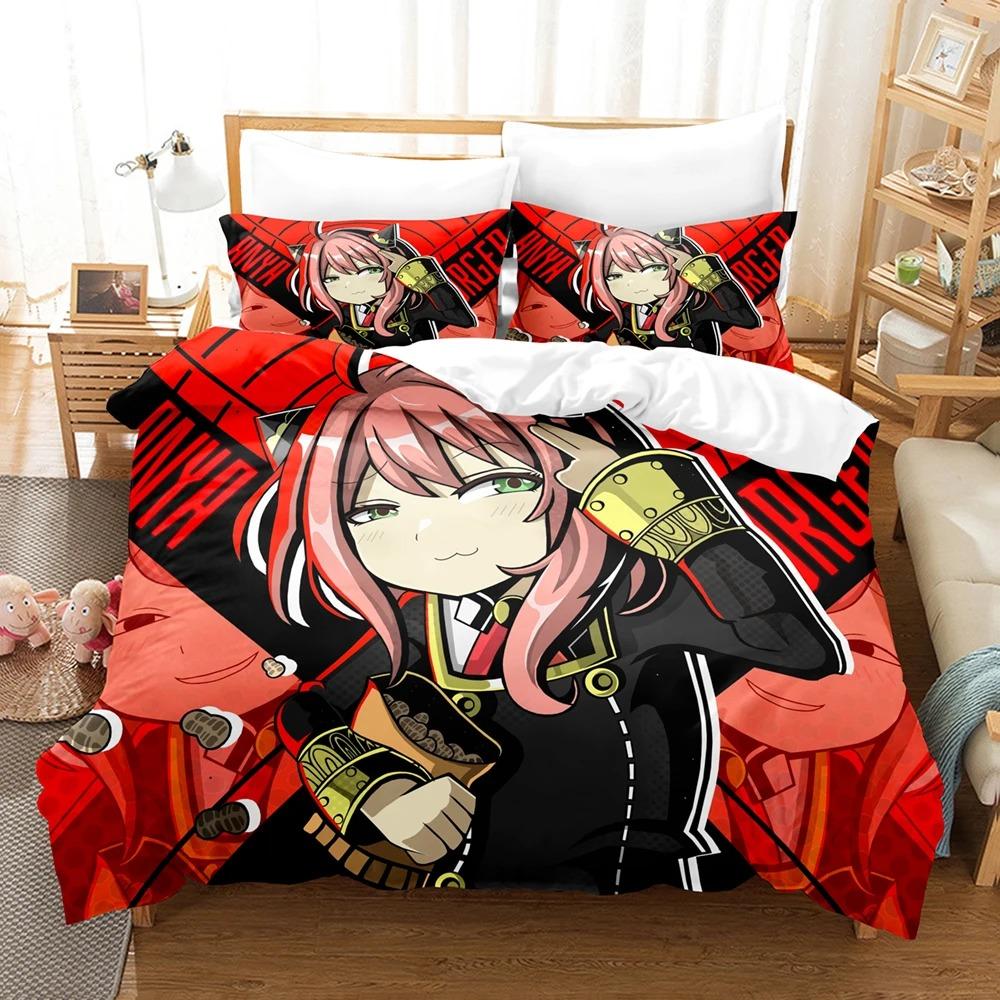 SPY×FAMILY Anime Bedding Set Anya Forger Quilt Cover Single Double Size With Pillowcase Boys Girls Bedspread