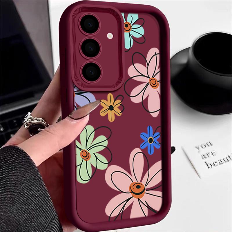 Cute Cartoon Flower Case For Samsung Galaxy S25 S24 Ultra S23 S22 Plus S21 S20 FE A15 A16 A26 A34 A35 A36 A54 A55 A56 5G Capa