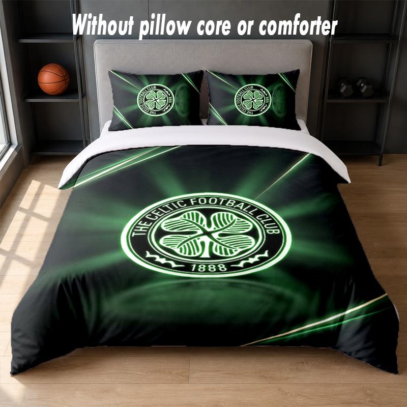 Celtic FC Design Bed Bedding Set 1 Duvet Cover + 2 Pillowcases Soft Breathable Household Bed Linens