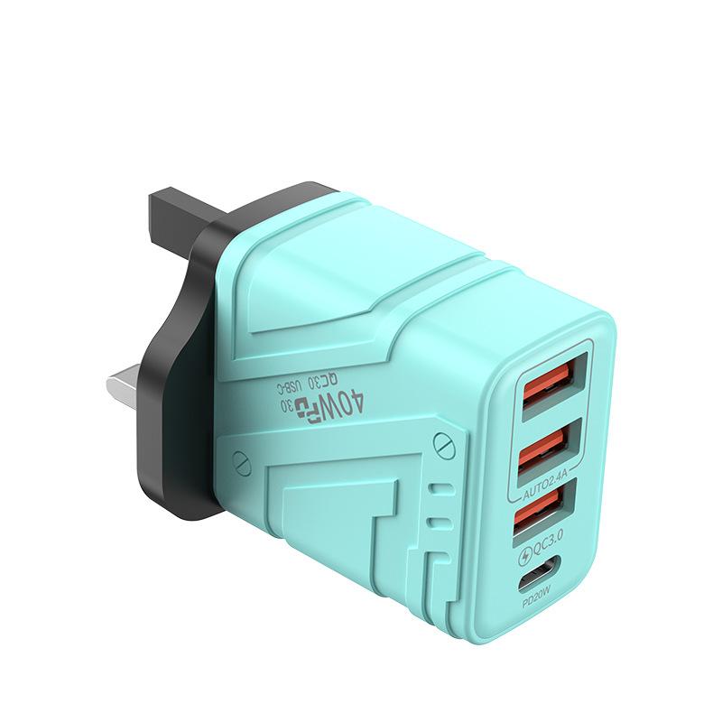 QGeeM 40W 3USB + Type C Phone Charger PD Quick Charging USB Type C Charger Adapter For Iphone Huawei Xiaomi