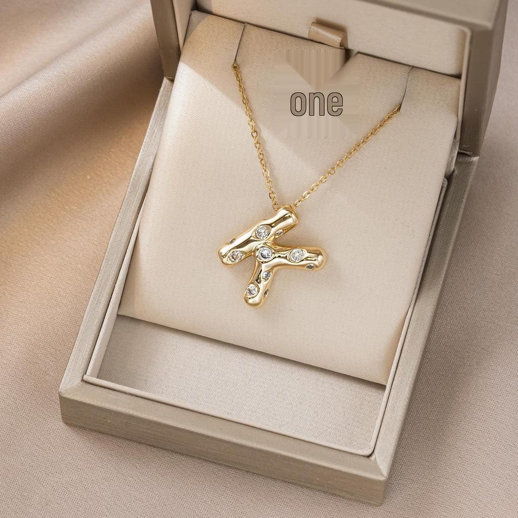 Women's Colorful English Alphabet Necklace - Simple & Trendy Design in Titanium Steel