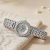 Women's Rhinestone Bracelet Watch Alloy Roman Numerals Quartz Wristwatch with Densely Set Crystals, 7mm Ultra Thin Lightweight Design for Office