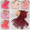 Tassel Mesh Neck Scarves Transparent Embroidery Flower Shawl Lace Flower Tassel Scarf  Dress Decor