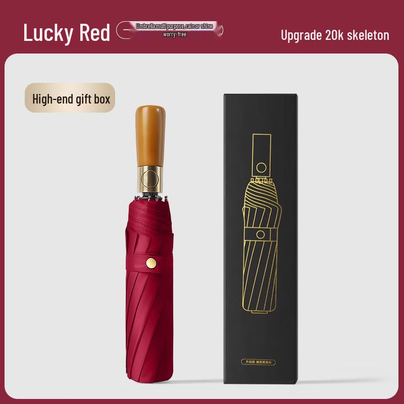 Премиальная ветрозащитная складная зонт-трость Yumodeng с деревянной ручкой