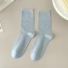 Female Summer Thin Simple Pure Color Loose Mouth Boneless Breathable Moon In The Tube Stack Socks
