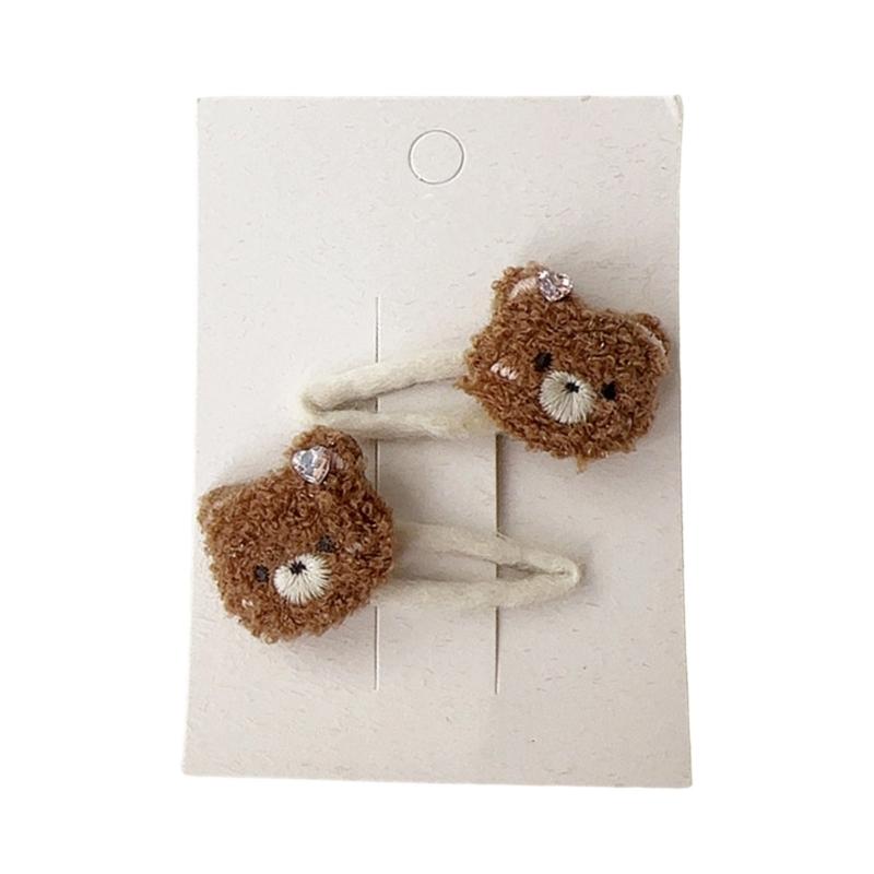 1 Pair Adorable Cartoon Baby Hair Clips Plush Hair Ties Gentle Barrettes Secure Hold For 0 to 2 Year Old Girls Infants