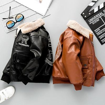 Dětské oblečení Svrchní oblečení Big Boys PU kožené bundy Moto bundy Plus Sametové bundy