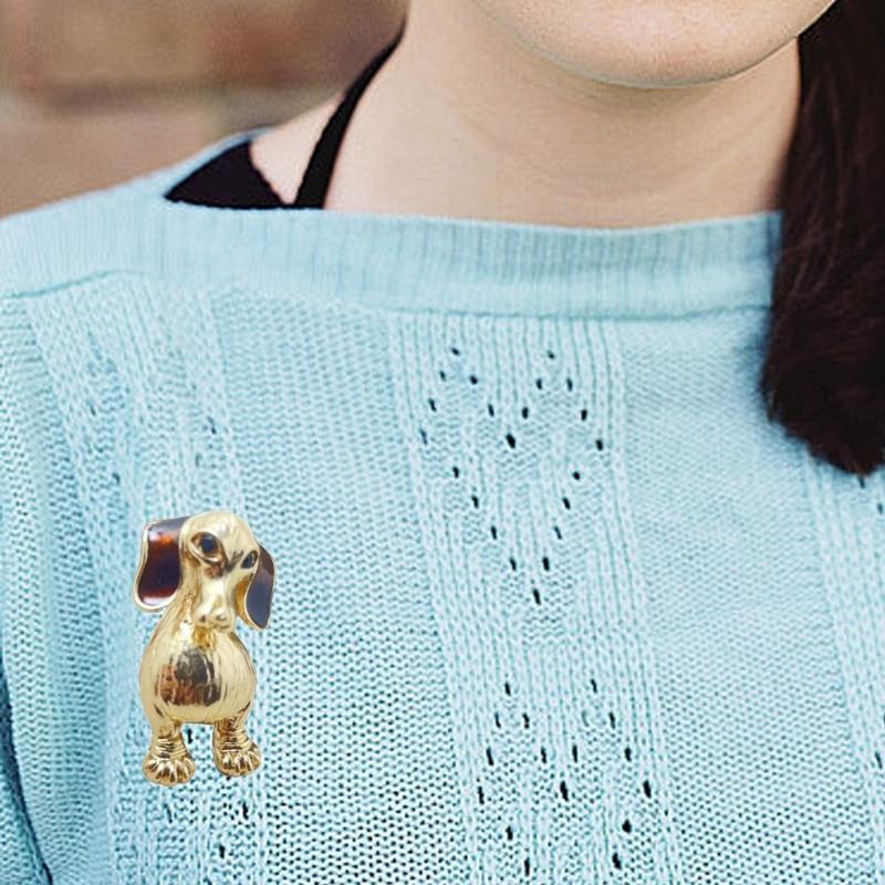 Lightweight Rhinestoned Dog Corsage Pin Alloy Design Brooch Versatile Decoration For Bags Hats And Clothing
