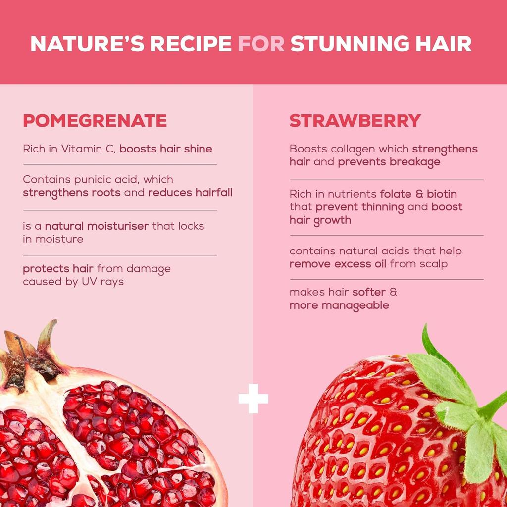 Joy Hair Fruits Hairfall Defense Conditioning Shampoo 340ml Pack of 1, Pomegranate & Strawberry for Smooth Shiny Hair