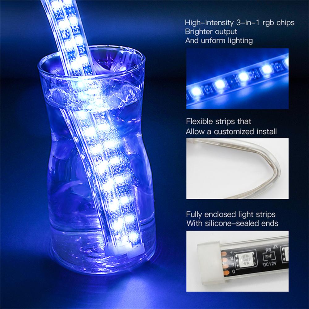 12X Motorcycle RGB APP Music Control LED Light Kit Decorative Ambient Lamp Strip