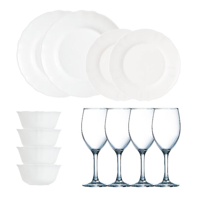 Luminarc Louis XV White Jade 12-Piece Dinnerware Set