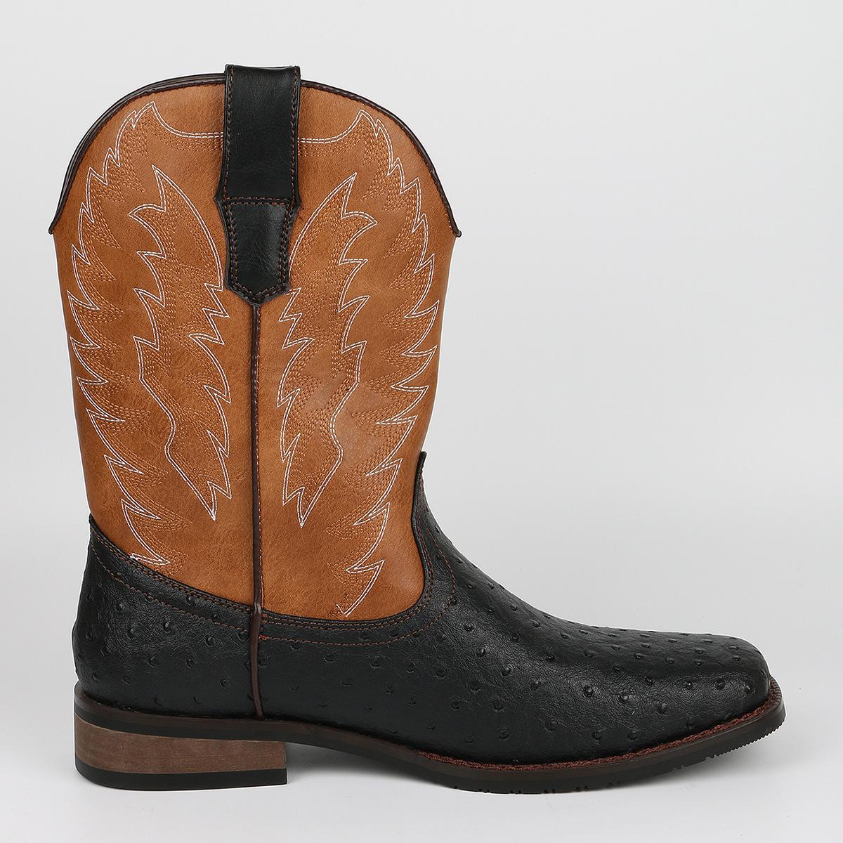 

Amazon Vintage Western Cowboy Boots Embroidered Square Head Men s Boots 40 чёрный