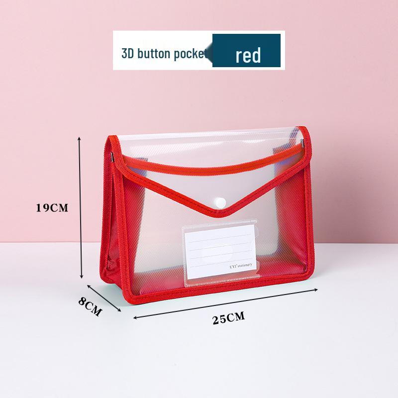 

Waterproof 3D Snap Button File Bag: Thickened Transparent PP Dustproof Document Organizer