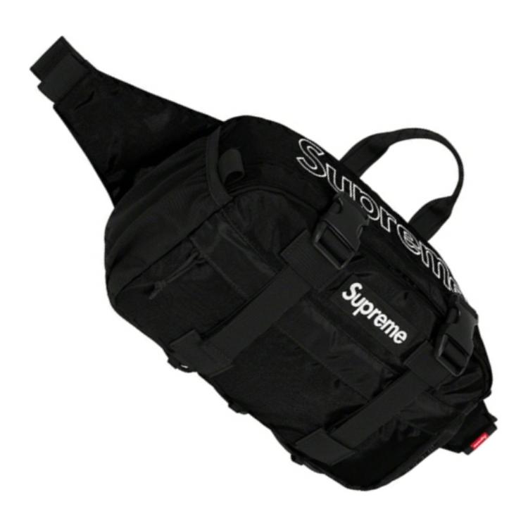 New Supreme Nylon Fabric Sling Bag, Crossbody Bag, Fanny Pack Regular Men's Black SUP-FW19-109