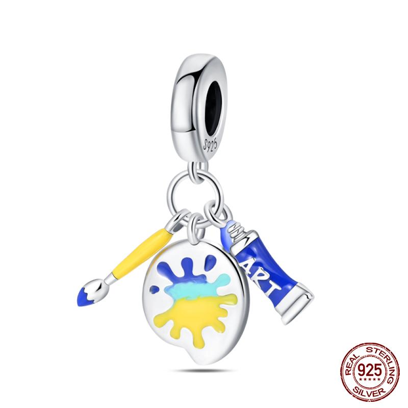 Copper Artist Brush Tools Color Palette Oil Painting Charms Beads Fit Qikaola Original Bracelets Diy Jewelry Gifts