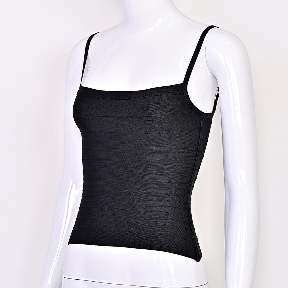 Yi Zhi Lian Women's European & American Strappy Ribbed Bandage Tank Top - Slimming, Sexy, Backless, Stretchy, Versatile Resort Wear