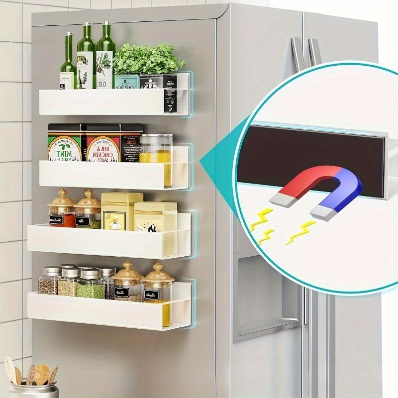 Magnetic Side Storage Rack Set, Suitable for Refrigerator and Washing Machine Side, No Need for Drilling Installation, Seasoning
