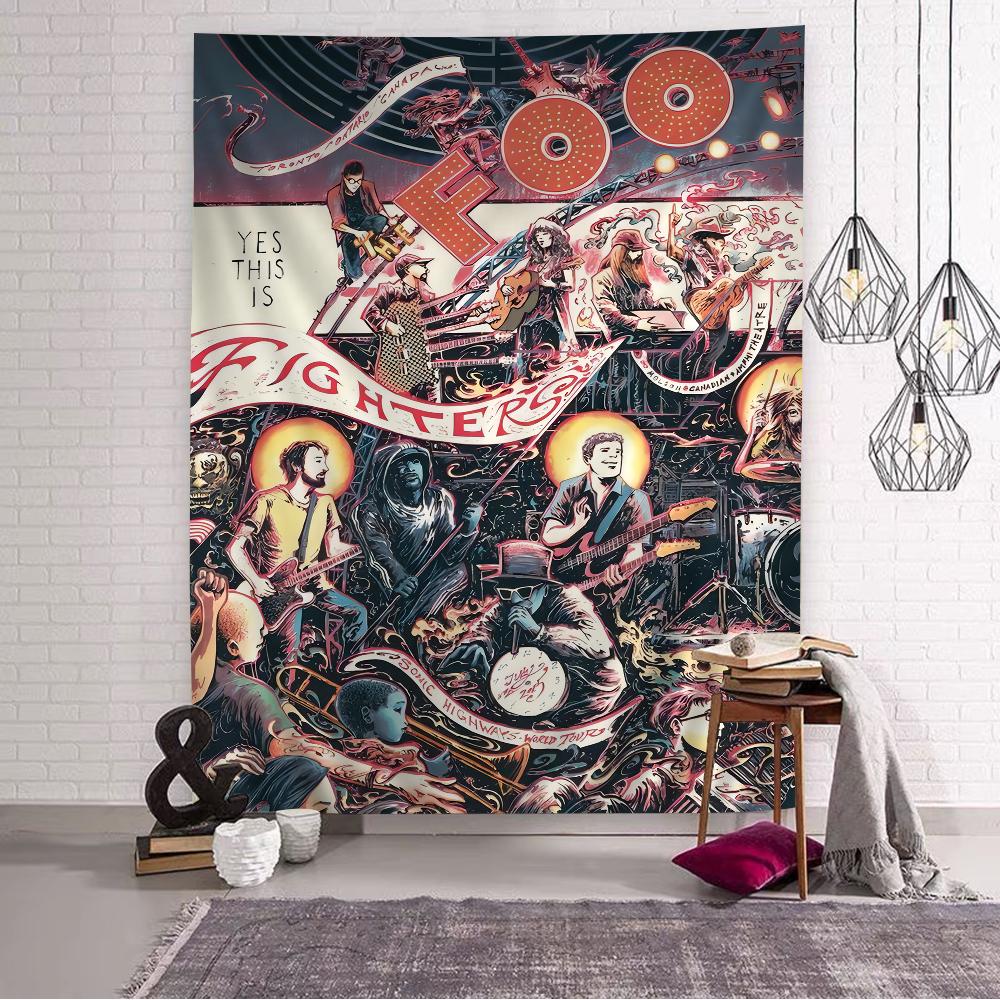Foo Fighters Band Tapestry Art Printing Japanese Wall Tapestry Anime Wall Hanging Home Decor
