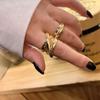 Heavy-duty Gold Geometric Line Ring Women's Retro Personality Exaggerated Simple Design Student Party & Daily Open Ring