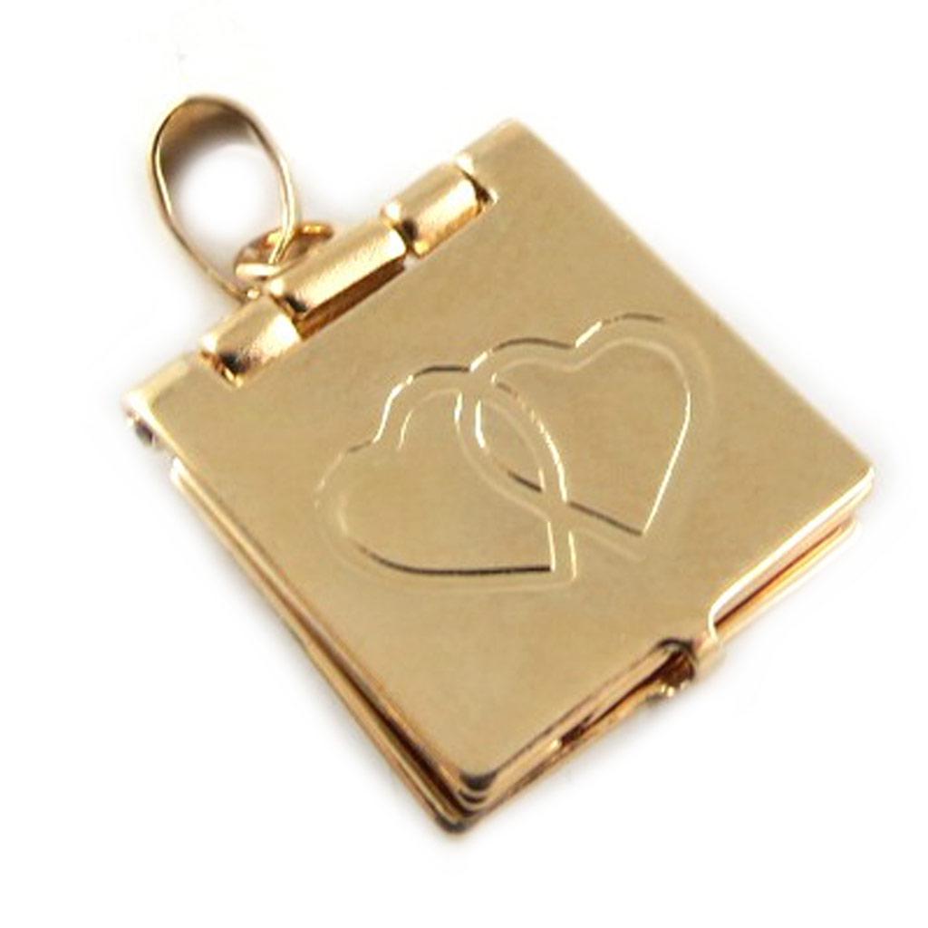 Les Trésors De Lily [B9888] - Vergoldeter Anhänger 'Buch der Liebe' goldfarben - 15 mm