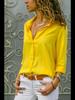Autumn Winter Fashion Womens Chiffon Shirt Long Sleeves Deep V Neck