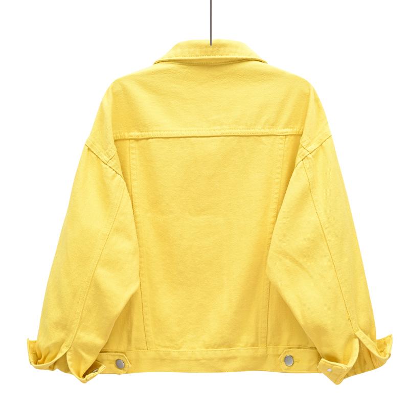 Damen Rosa Frühling Locker Geschnittene Jeansjacke - Kurz, Langärmlig, Übergröße, Lässiger Koreanischer Stil