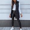 Autumn Winter Solid Color Hooded Zip Cotton Vest Women Mid-Length Plus Size Padded Gilet Coat