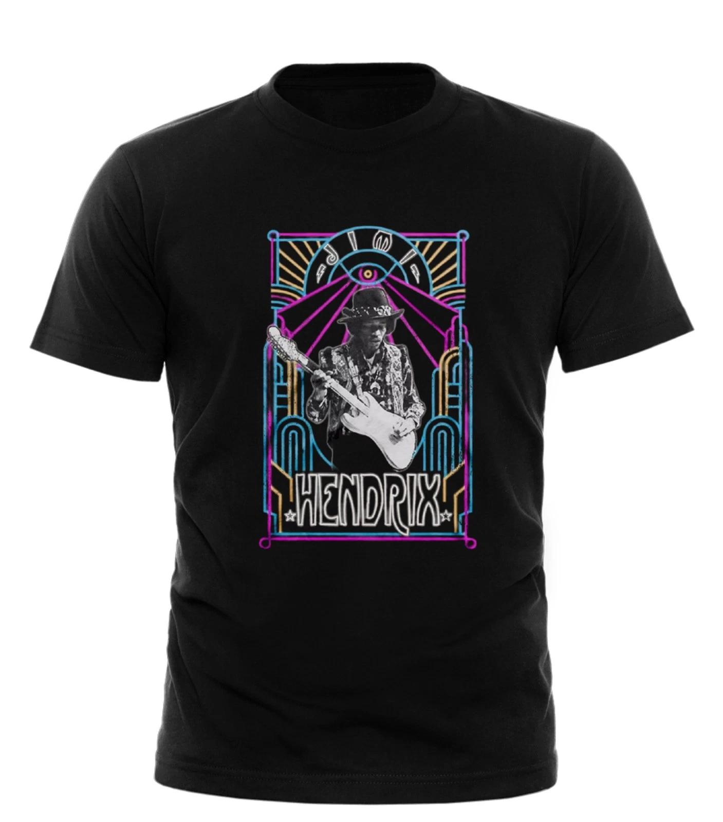 Jimi Hendrix T-Shirt Neon Art Deco Guitar Rock T-shirt all sizes unisex adult S