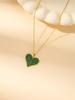 Versatile Green Diamond Heart Chain Necklace - European & American Fashion