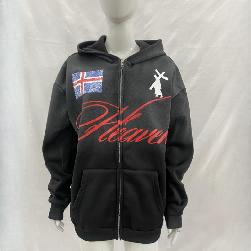 Evropský a americký pouliční trend Y2K personalizovaná tištěná mikina s dlouhým rukávem a zipem