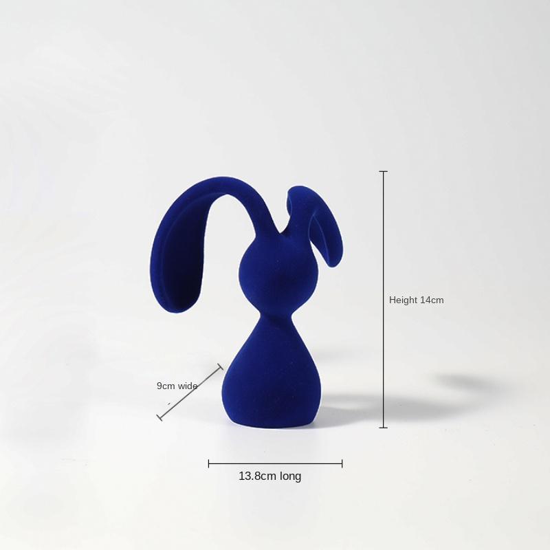 Neue Nordische Beflockung Galvanisieren Blaues Kaninchen Tier Skulptur Wohnzimmer TV Weinregal Büro Schreibtisch Heimdekoration Geschenke