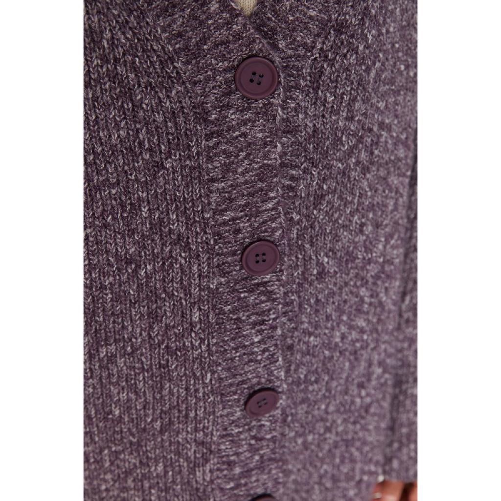 Beige gestrickte Strickjacke mit V-Ausschnitt und Knöpfen Tctaw22hi0397