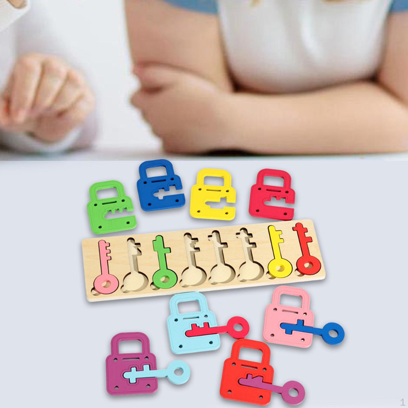 

Wood Locks and Keys Toys Shape Color Matching Game, Birthday Gift, Early Educational Toy for