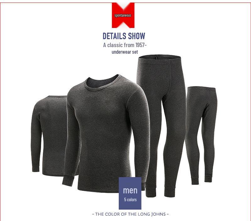 Unisex Herbst/Winter Warmes Unterwäsche-Set - Elastische Basisschicht mit Uni-Rundhalsdesign für Paare