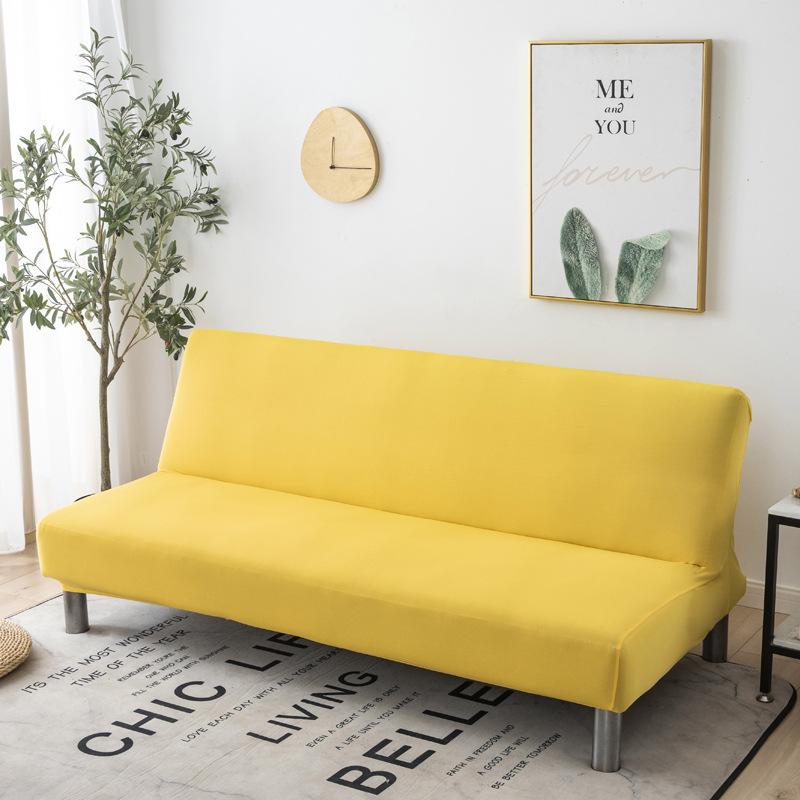 Solid Color Without Armrest Sofa Bed Cover Elastic Stretch Foldding Couch Covers Removable Washable Slipcover Living Home el