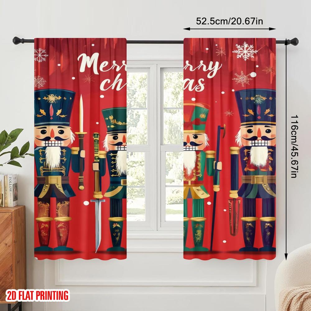 Plane Printing Curtain Fabric Nutcracker Quartet Versatile Polyester Without Rod Home Decor Use Bedroom Living Curtains Set Of 2 Made