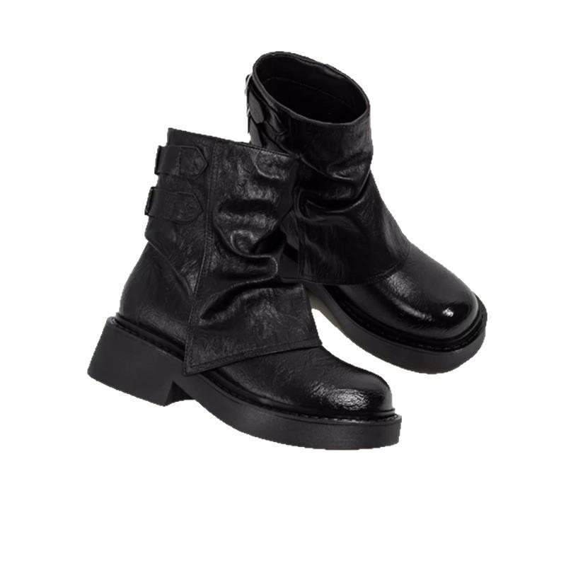 Brown Martin Boots Women's 2025 New Super Fire Folds Retro British Style Maillard Wasteland Wind Huge Good-looking Short Boots