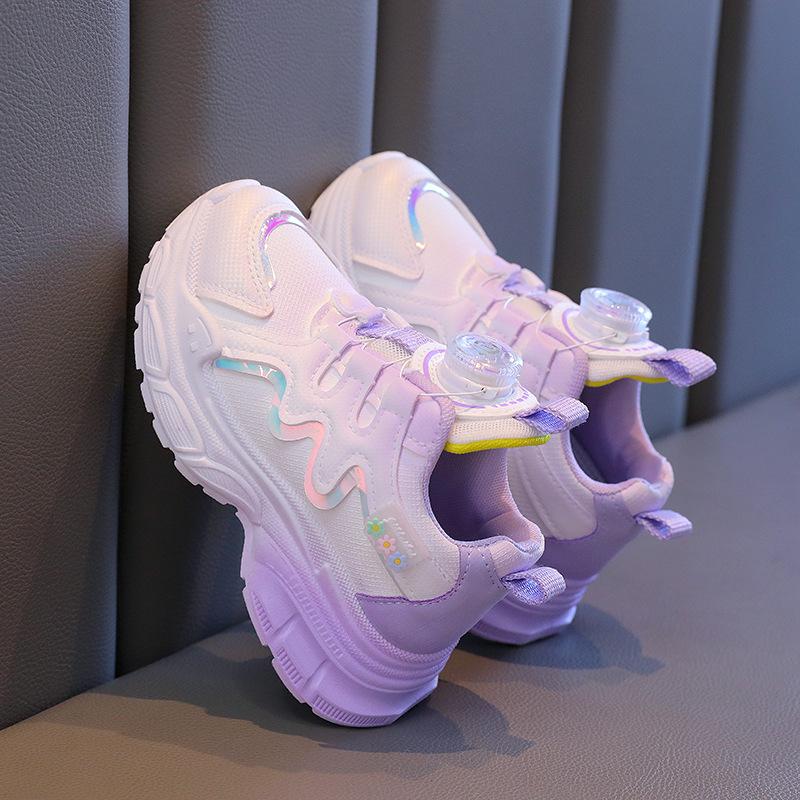 

Girls shoes 2025 new autumn children s sports shoes double mesh rotating buckle girls older children soft-soled dad shoes spring and autumn 30