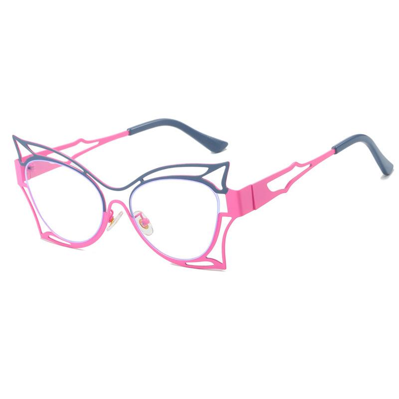 Wind Fashion Hollow Butterfly Frame Anti-Blue Glasses Personalized Color Matching Trend Versatile Flat Mirror