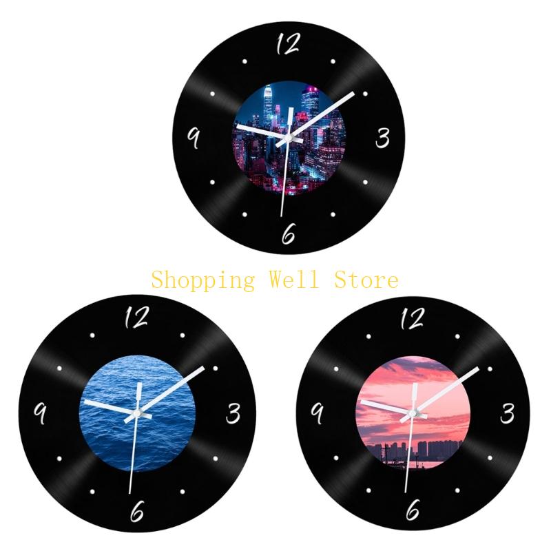 KX4B Silents Mechanism Wall Clock Light in Weight Retro Decors Bedroom Living