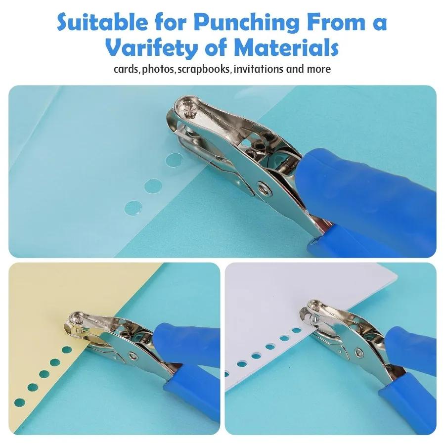 Single Hole Puncher With Soft Grip Handle For Crafting And Scrapbooking 1 4 Inch Precision Paper Hole Punch With Builtin Paper