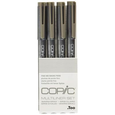 Too Copic Multiliner 4'lü Sıcak Gri Set, Eskiz ve Çizgi Çalışması için İnce Uçlu Çizim Kalemleri