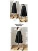 Women's 2024 Autumn/Winter Wool Blend A-Line Midi Skirt: Patchwork Design, Large Swing, Hip-Hugging, Draped Umbrella Style