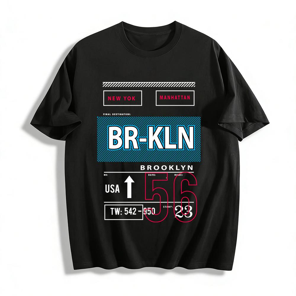 

New York BRKLN Print Casual Top Trendy Streetwear Pure cotton T-shirt XXS