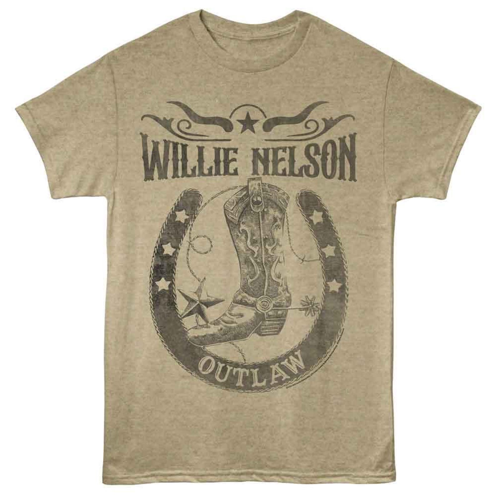 Willie Nelson Outlaw Horseshoe Khaki Heather T-Shirt 3XL
