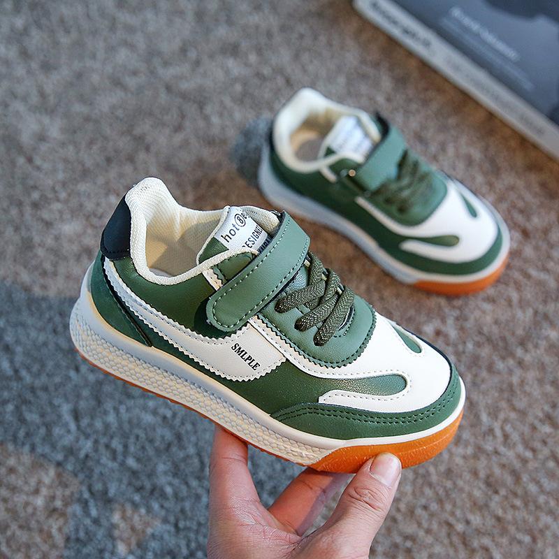 

Весна Осень Новые Детские Кроссовки Мальчики Девочки Низкие Помощники Скейт Кожаные Ботинки Нескользящая Мягкая Подошва Универсальные Спортивные Повседневные Туфли 28(insole 17.5cm) зелёный