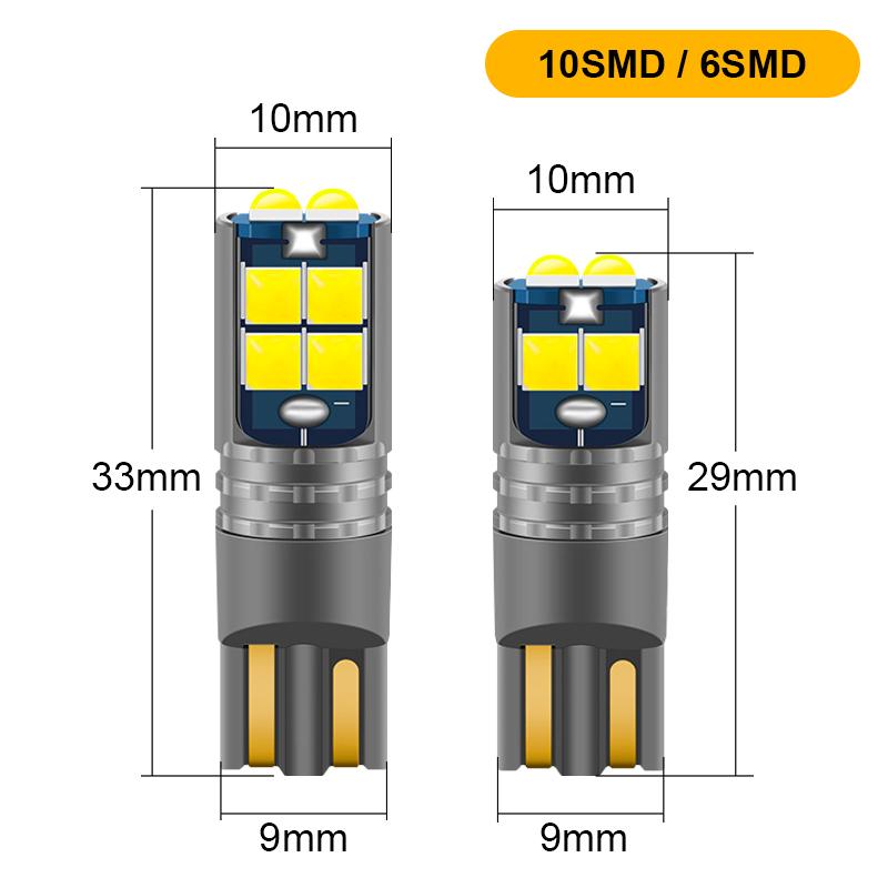 For 2pcs W5W T10 LED Bulbs Canbus For Car Parking Lights Interior Light 3030 Chips Turn Signal License Plate Light Clearance Lights